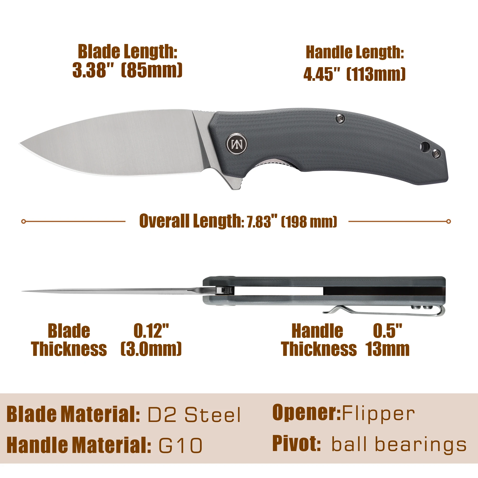 Nightwolf NWN05 Folding Knife for Men Cold Tactical Hunting Survival Camping Self Defense Pocket Tool EDC D2 Steel Blade G10 3