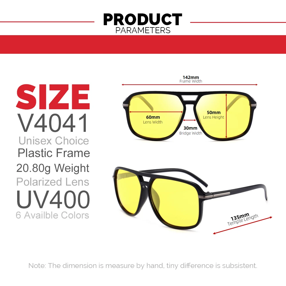 VIVIBEE Men Women Polarized Day Night Vision Glasses Retro Color Changing Square Oversized Goggles Driving Shades