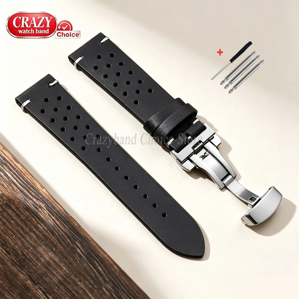 Elegant Handmade Leather Watch Band - Premium Cowhide in Brown & Black