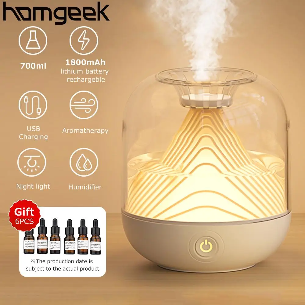 Air Humidifier Mini Desktop Aromatherapy 1800mah Usb Atmosphere Lamp