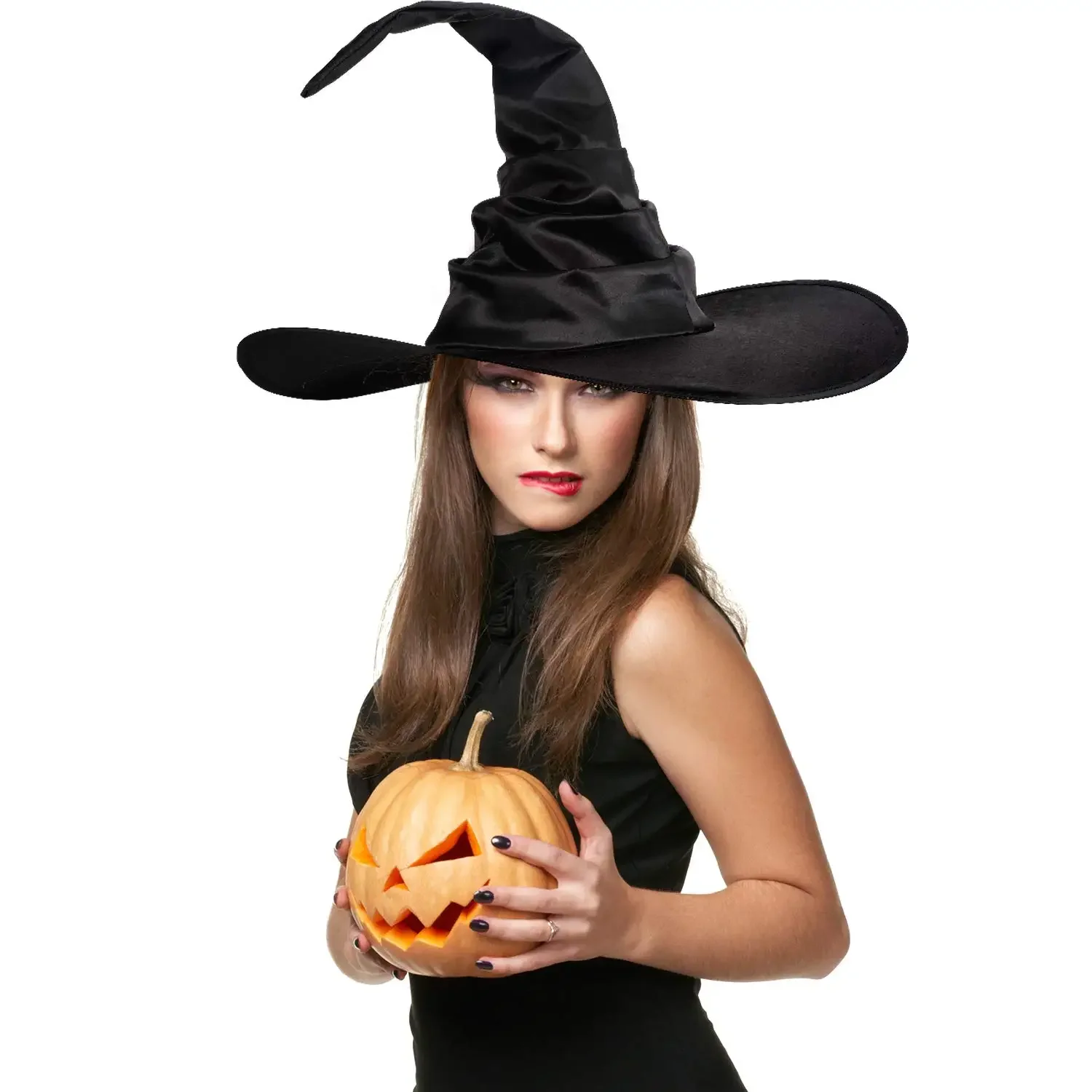 Halloween witch hat party hat carnival hat black folds for women men masquerade party
