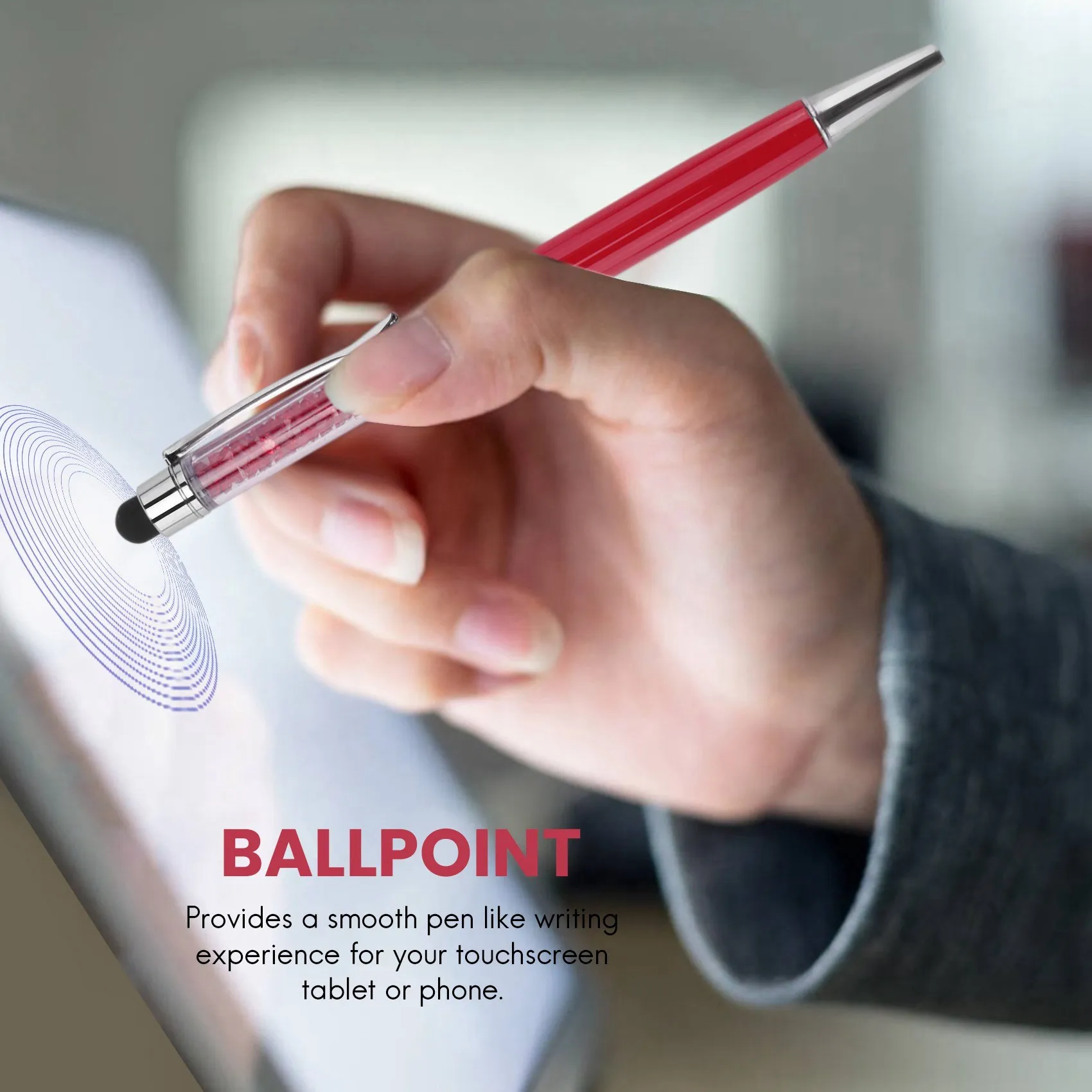 A34M-12개/팩 블링블링 2-in-1 슬림 크리스탈 다이아몬드 스타일러스 펜 및 잉크 볼펜 (12가지 색상)