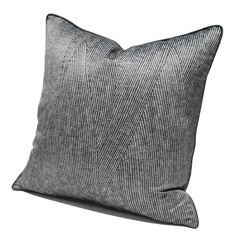 Luxury Geometric Cushion Cover Cushion Cover Gray Geometric Black