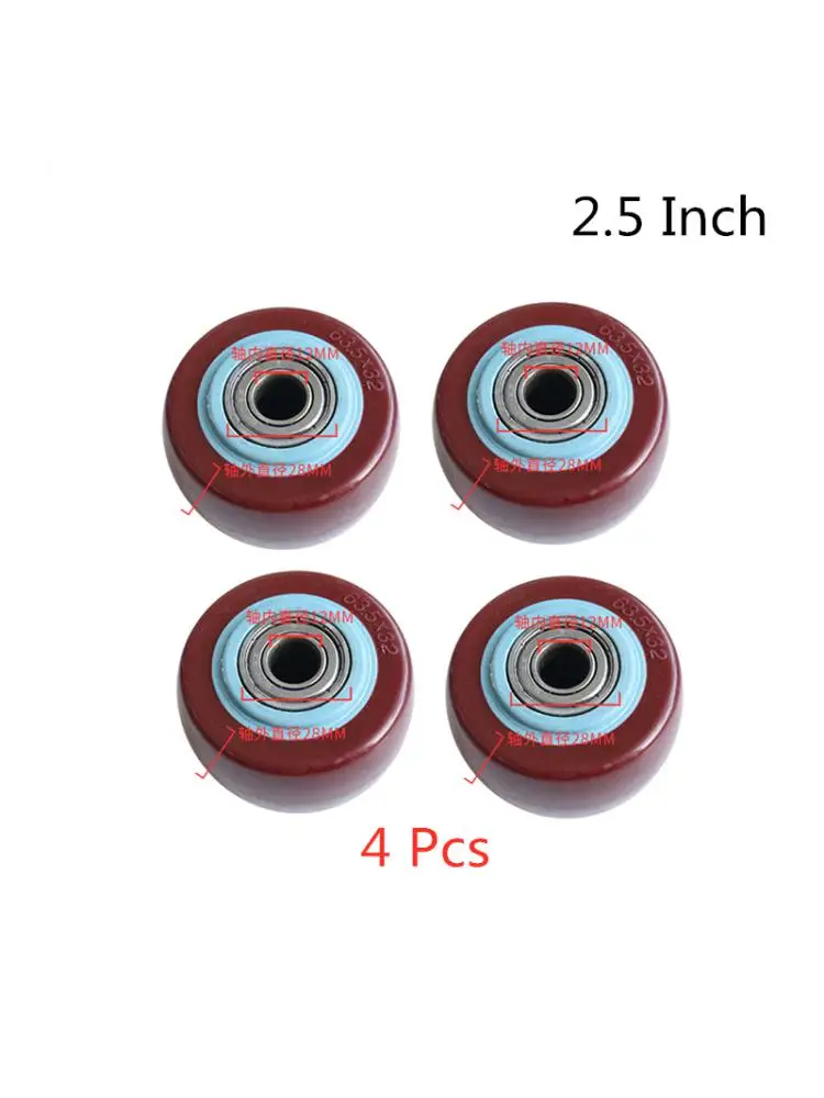 

4 Pcs/Set 2.5 Inch Jujube Red Polyurethane Single Wheel Wear Resistant Cart Double Bearing