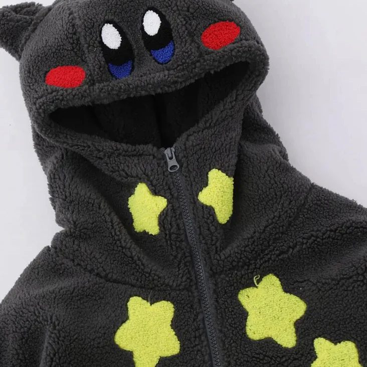 Aelfric Eden Winter Fluffy Hooded Jacket with Bear Ears Harajuku Embroidery Star Cute Fuzzy Plush Fleece Warm Teddy Coat Jackets
