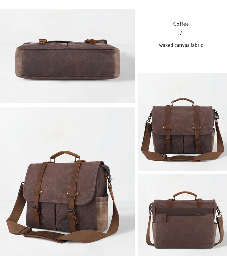 Borsa A Tracolla In Tela Uomo LOSMILE - Per Laptop 16 Pollici, Design Messenger, Colore Caffè - Foto 4