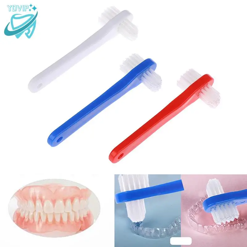 

T-shape Denture Dedicated Brush Toothbrush Dual Head False Teeth Brushes Cleaner Adult Student Teeth Whiteing