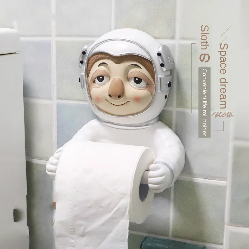Porte-papier hygiénique paresseux d'astronaute, boîte de papier hygiénique,  porte-serviettes en papier sans poinçon, suspension murale en rouleau de papier  toilette CL52509 - AliExpress
