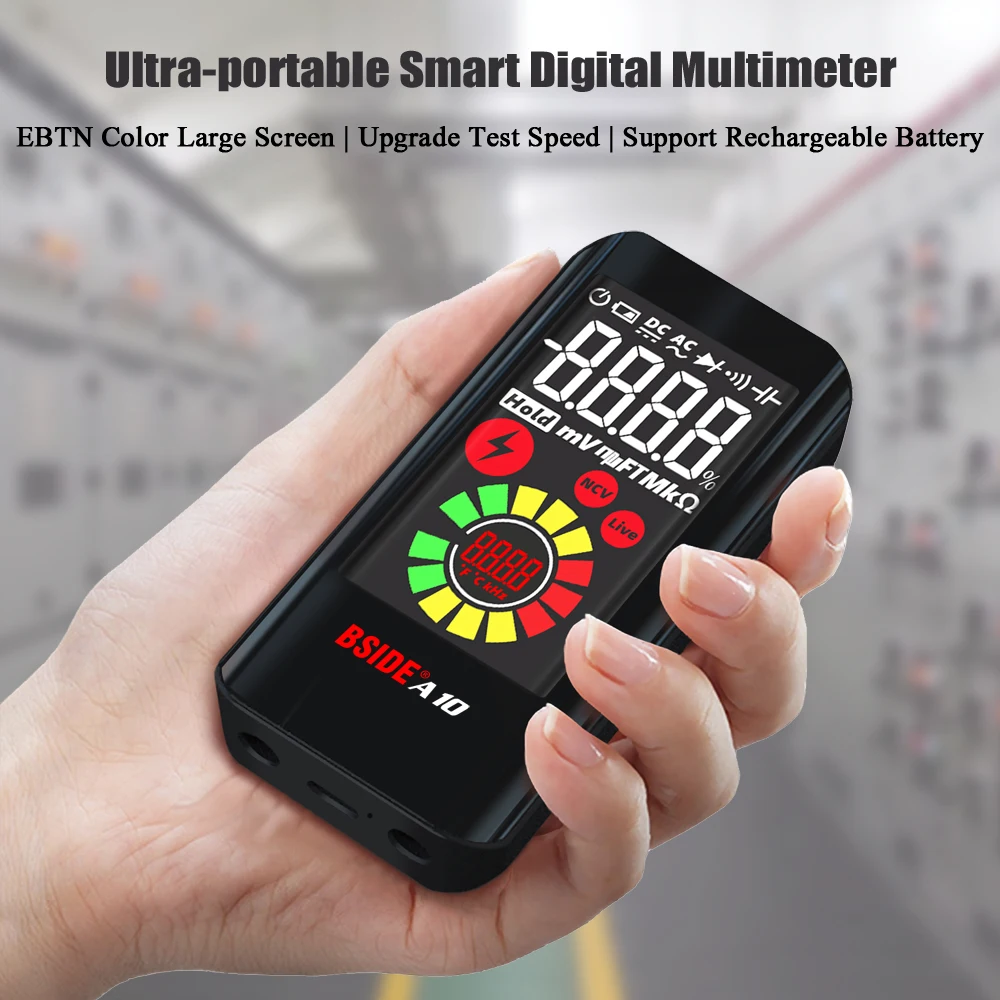 BSIDE A10 Digital Multimeter Portable True RMS EBTN Color Display DC AC Voltage Capacitance Ohm Diode NCV Hz Live wire Tester