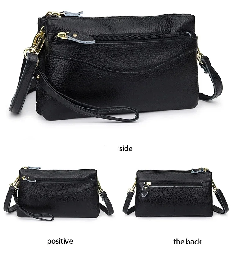 Genuine Leather Women Crossbody Bag Small Shoulder Handbags Casual Wristlet Clutch Purse Large Capacity Messenger Bags for Women crossbody bag women handbags leather shoulder bag