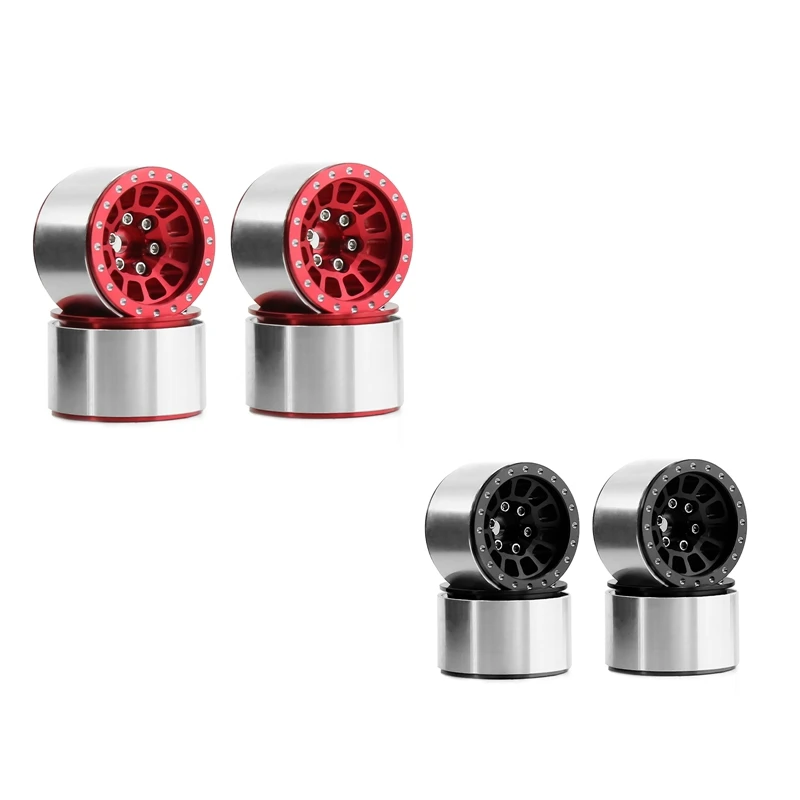 

4Pcs 1.0 Inch Metal Beadlock Wheel Hub Wheel Rim For 1/18 1/24 RC Crawler Car TRX4M Axial SCX24 AX24 Parts Accessories Red