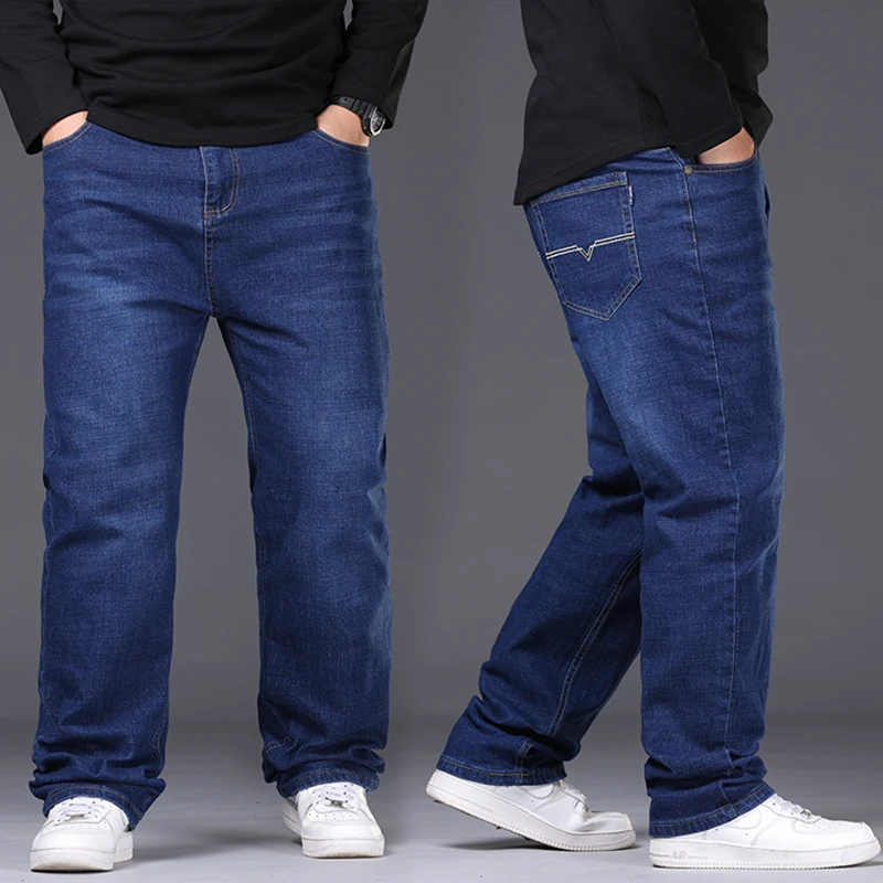 Denim Jeans For Men Plus Size 48 50 300KG Casual Fashion Business Pants Elastic Loose Straight Long Large Size 5XL 6XL 7XL denim pants denim trousers