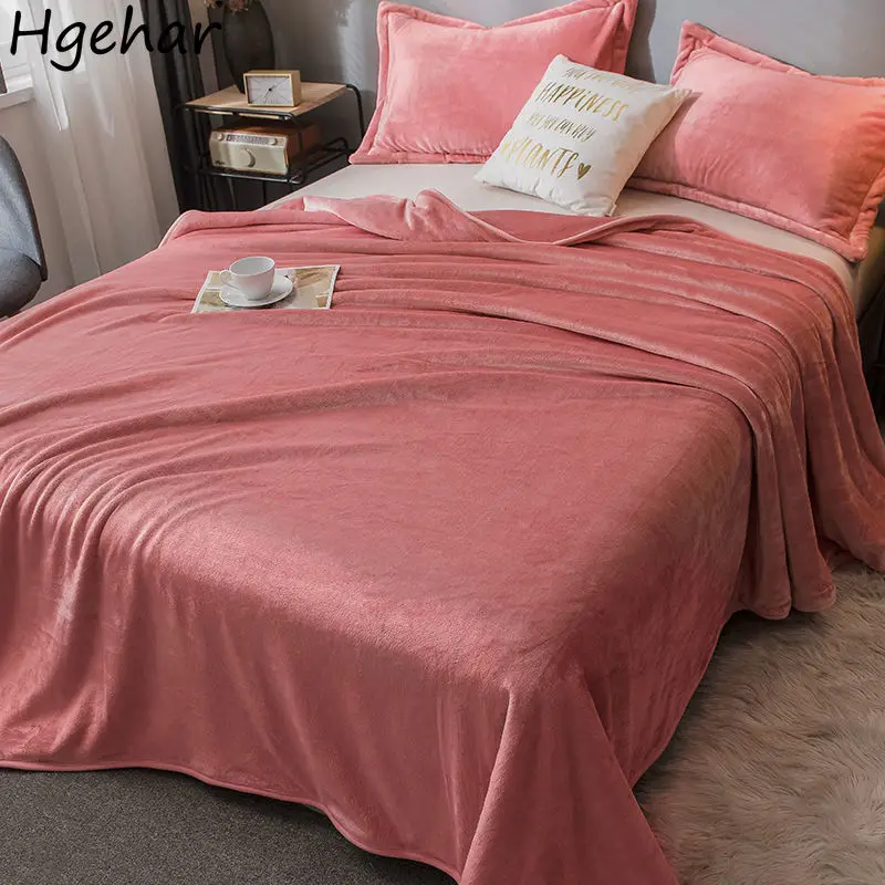 

Blankets Flannel Skin-friendly Lightweight Plain Coral Fleece Soft Bed Blanket Air Conditioning Dormitory Airplane New Cobertor