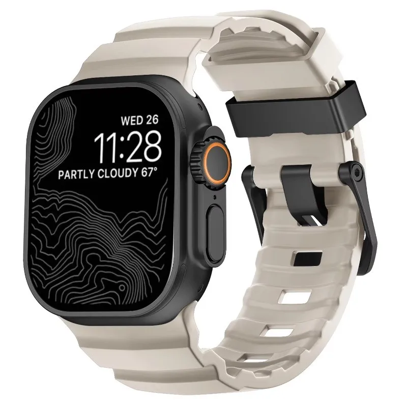 Luminous Sport Silicone & Titanium Metal Watch Band Bracelet