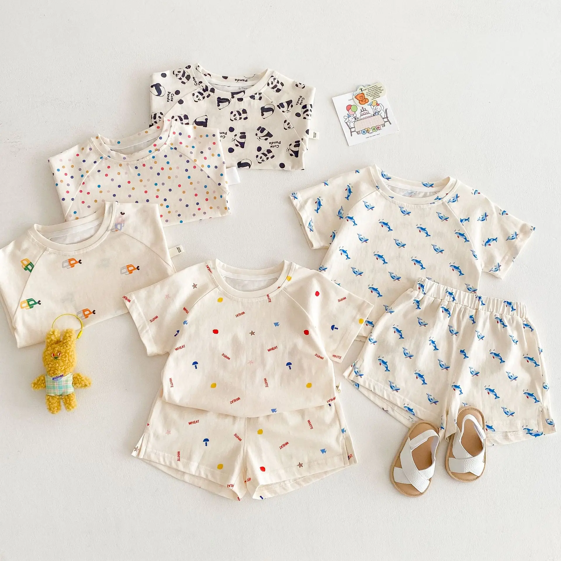 Cotton Cartoon Printed Kids T Shirt and Shorts Set