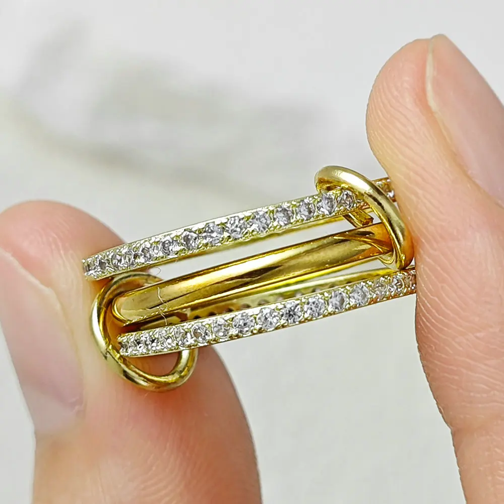 Mehrere Schichten Stapelbare Ringe Für Frauen Schmuck Neue Edelstahl Gold Farbe Glänzenden Zirkon Spinelli Kilcollin Ring Männliche Geschenke – Detail 3