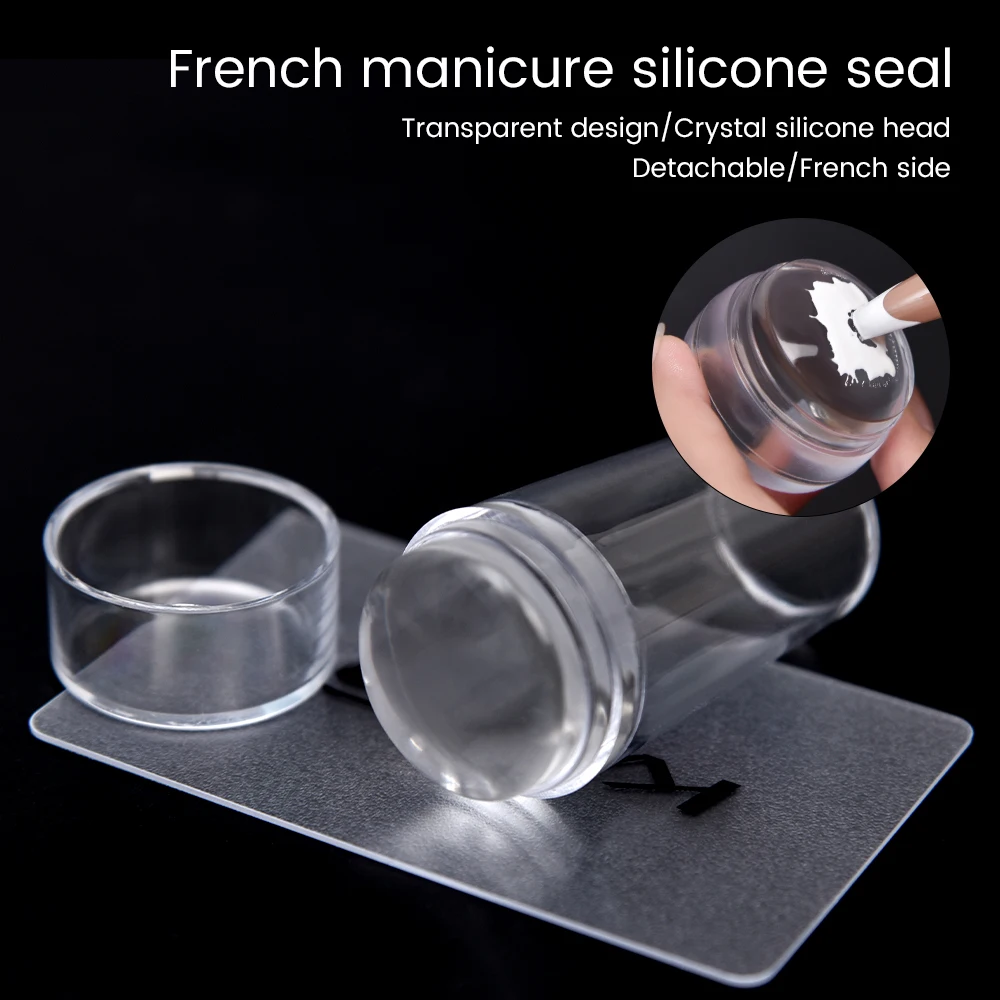 Nail Art Stamper Scraper Set Transparent Jelly Silicone Stamp Nail Stamping Plates Polish Print Transfer Templates Designs Tool 6