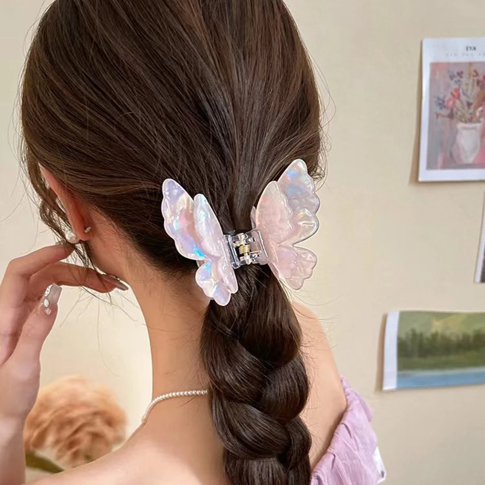 Double-Layered Butterfly Crab Barrette For Women Crab Hair Pins Accessories Anniversary Gift Ladies New Year’s Day Crab Clip