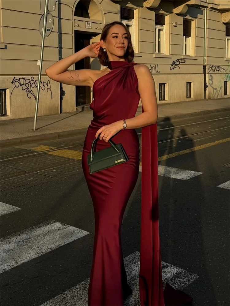 Ribbon Sleeveless Hanging Neck Long Dress woman Fashion Backless Slim Robes  Elegant Summer New Women's Evening Party Dresses - AliExpress 200000345