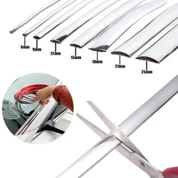 Universal Auto Self Adhesive Door Chrome Strip Moulding Decoration Bumper Protector Trim Tape Car Sticker 6/9/12/15/18/21/25mm