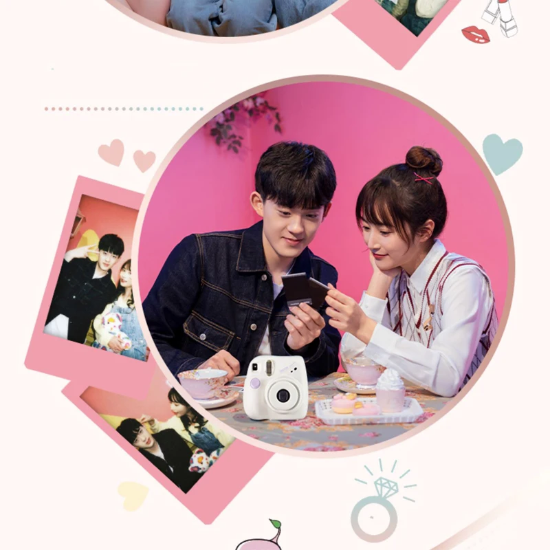 Genuine Fujifilm Fuji Instax Mini 7+ SE Instant Film Photo Camera Pink Blue Back Color instock Free Shipping for Festival Gift