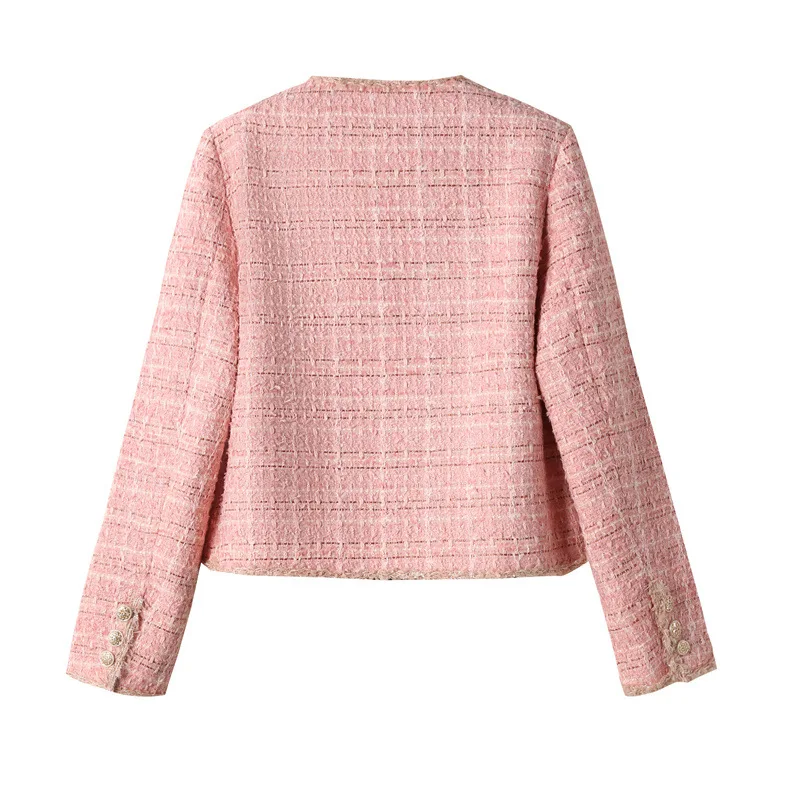 Amazon.com: Women Pink Tweed Jacket Elegant Style Spring