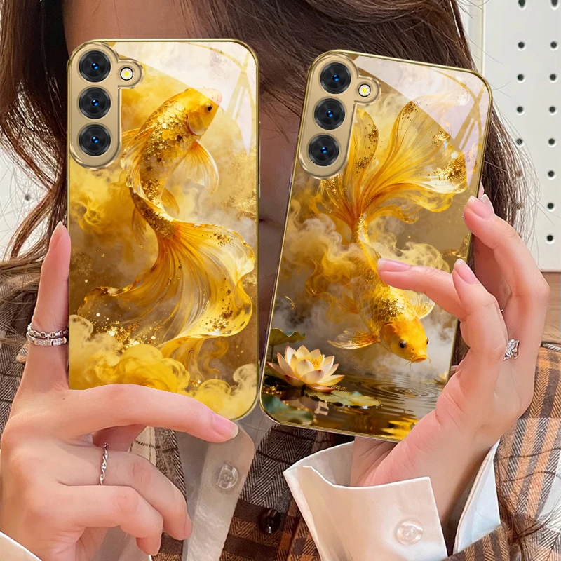 Harmonious Golden Carp Glass Phone Case