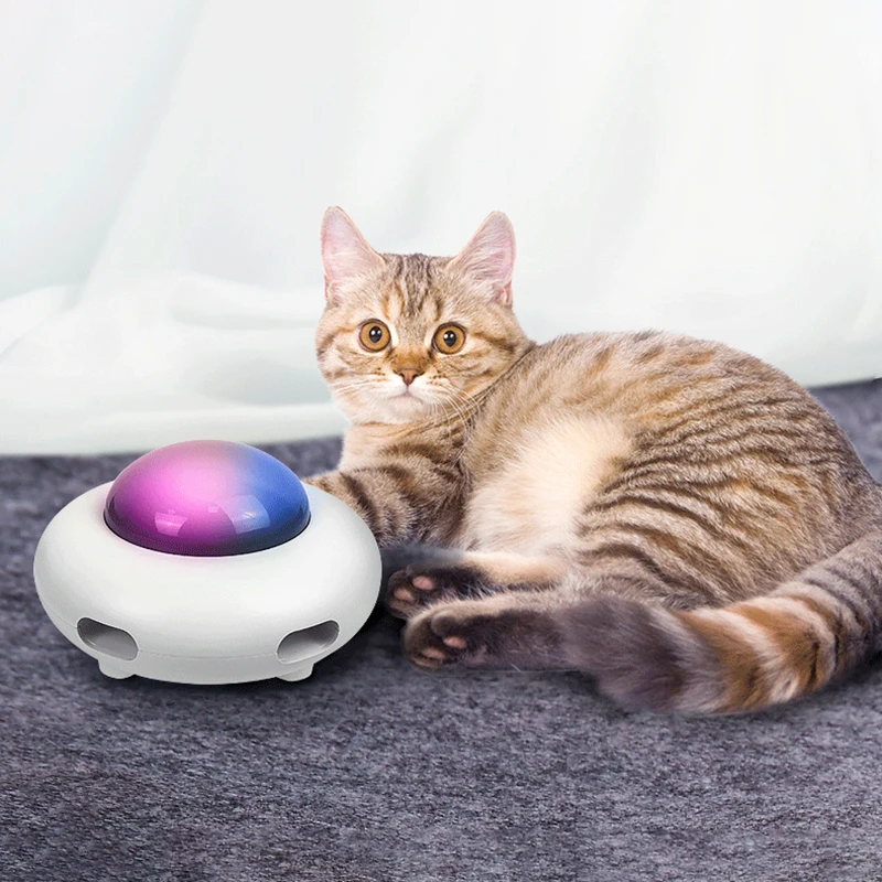 

Smart Cat Toy UFO Turntable Catching Training Toys for Pet Automatic Feather Teaser Interactive Indoor USB Charging