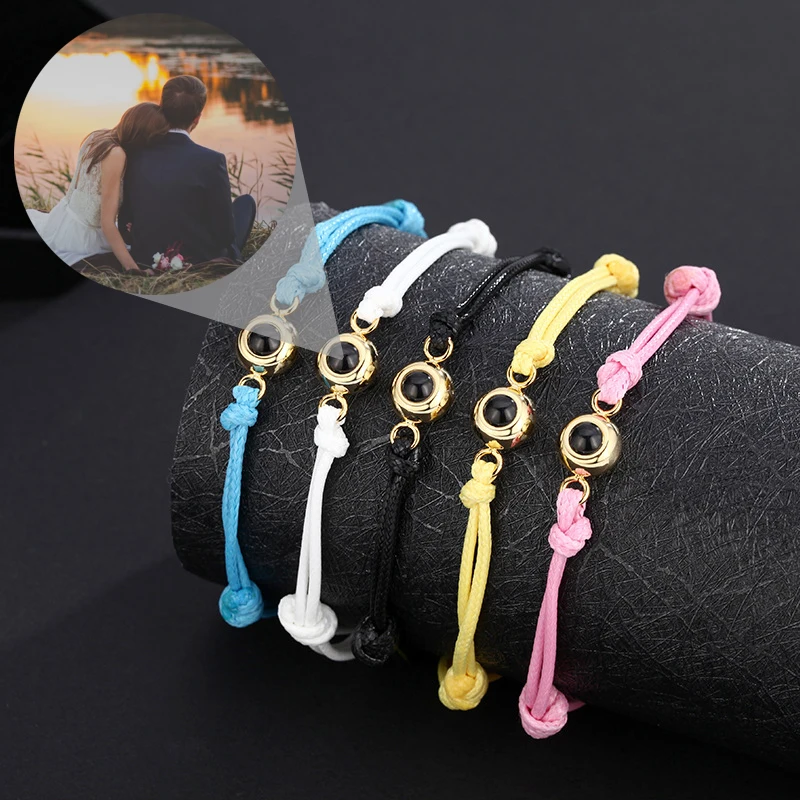 

Custom Photo Projection Bracelet Fashion Colorful Braided Rope Jewelry For Girlfriend Birthday Gift 2023 Romantic Accessories