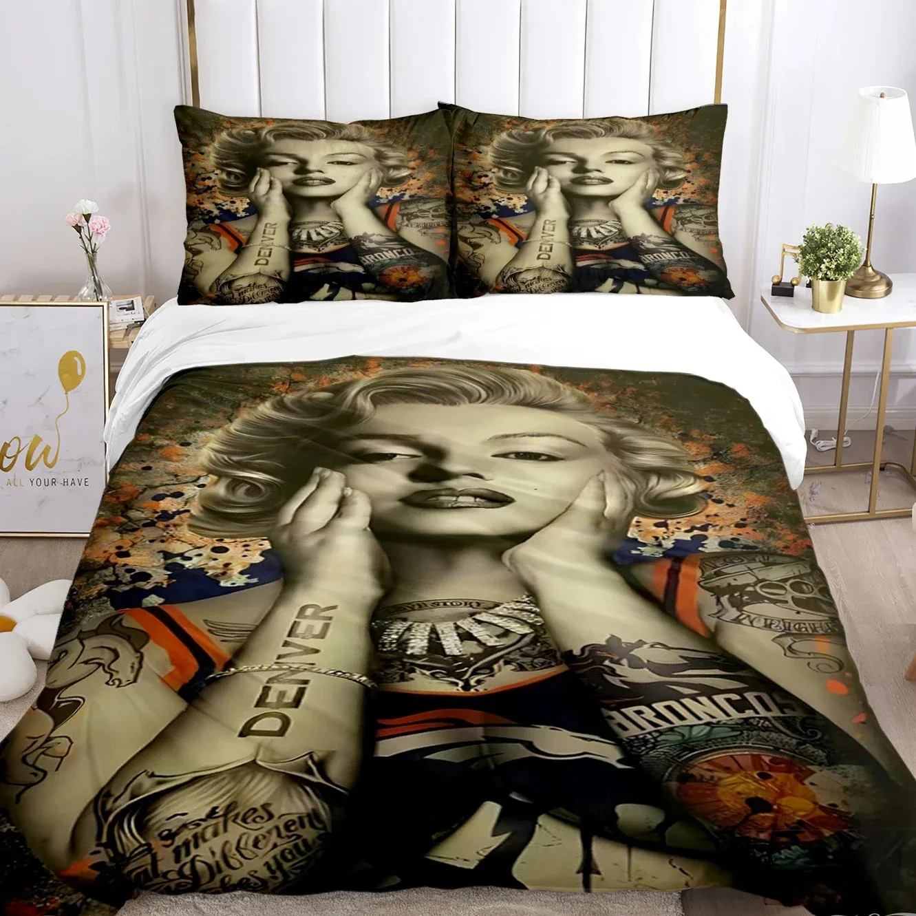 Marilyn Monroe Duvet Cover Comforter Fear Bedding sets Soft Quilt Cover and Pillowcases for Teens Boy Single Double Queen King 2