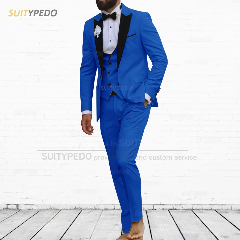 

2023 Newest Men Suit Sets Party Fashion Costume Wedding Grooms Formal Outfit Tailor-made Slim Fit Blazer Vest Pants 3 Pieces