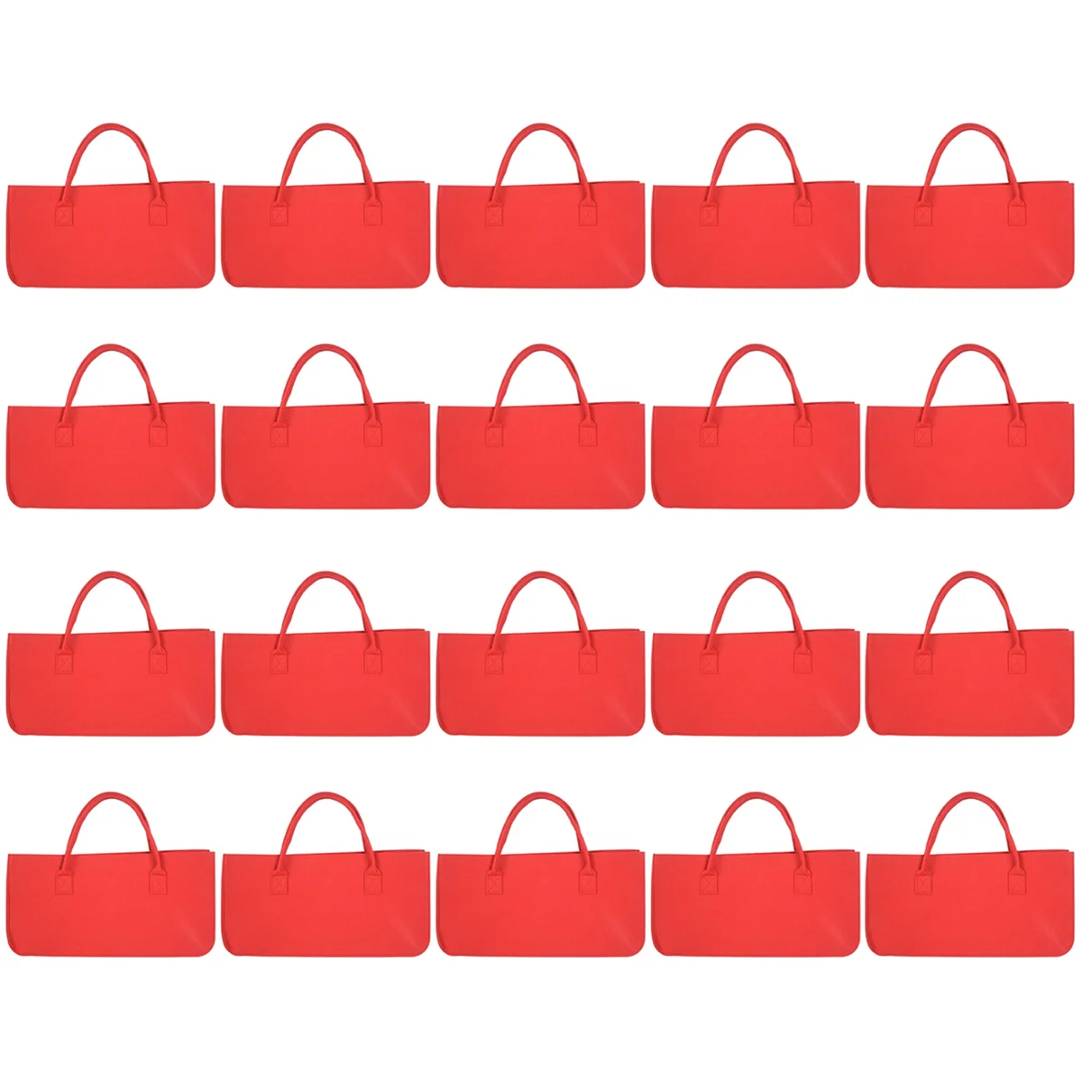

20X Felt Purse, Felt Storage Bag Large Capacity Casual Shopping Bag - Red