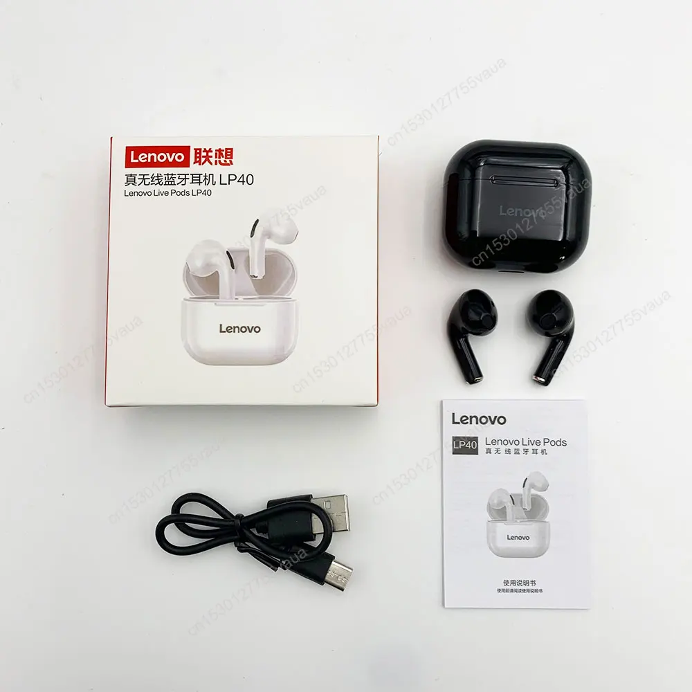 LenovoLp40-新しいTWSヘッドセット,Bluetooth 5.0付きワイヤレス,スポーツ,タッチコントロール付き,防汗,iOS/Android用  AliExpress