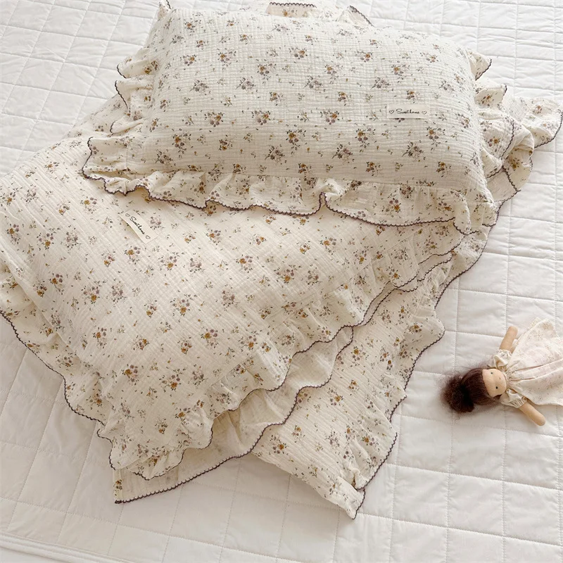 Cotton Muslin Duvet Cover Set Twin Size with Pillow Covers