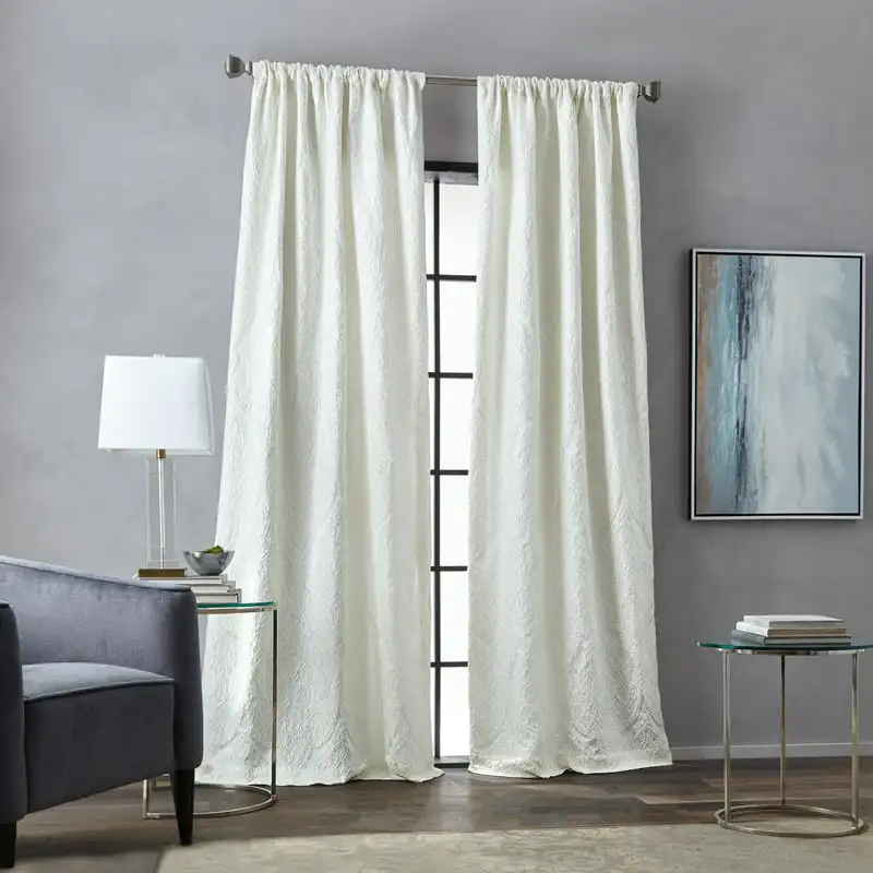 

Indoor Polyester Room Darkening Poletop Single Curtain Panel , Ivory , 50"x84"