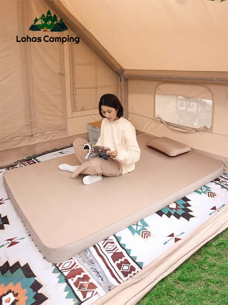 Camping Mattress Lohascamping Comfortable Soft 10cm Thick Compact Folding Sleeping Bed Outdoor Travel Self-inflating Mat Pad inflatable mattress
