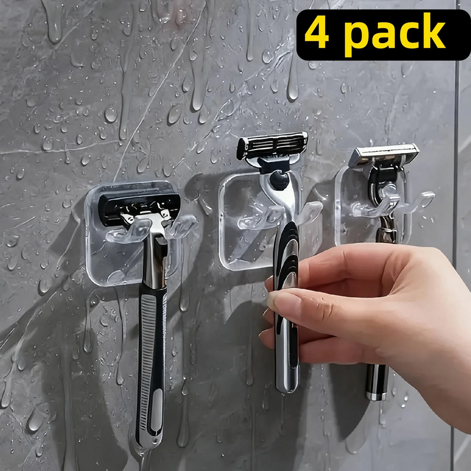 4pcs Heavy-Duty Shower for razor Holder with Strong Adhesive Backing ...