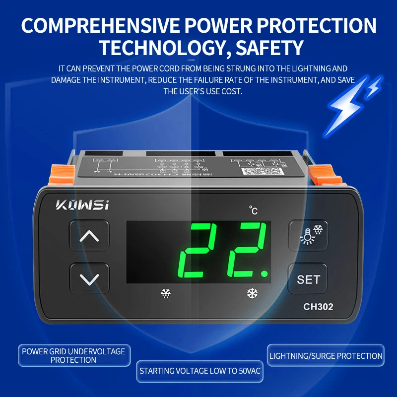 

KWS-CH302 Digital Temperature Controller Thermostat Thermoregulator Incubator Relay Heating Refrigeration Defrost 110V-220V