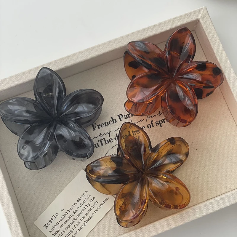 SHINLEA Blumen-Haarspangen Set – 4 Stück Plumeria Blüten Mit Marmoriertem Muster | Für Dickes & Dünnes Haar