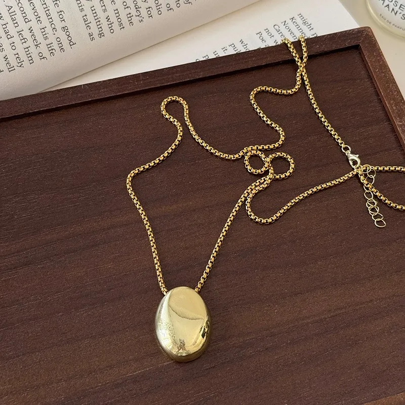 14K Gold Plated Tear Pendant Necklace for Women Trendy Oval Water Drop Charm Clavicle Choker Jewelry Accessories Gifts