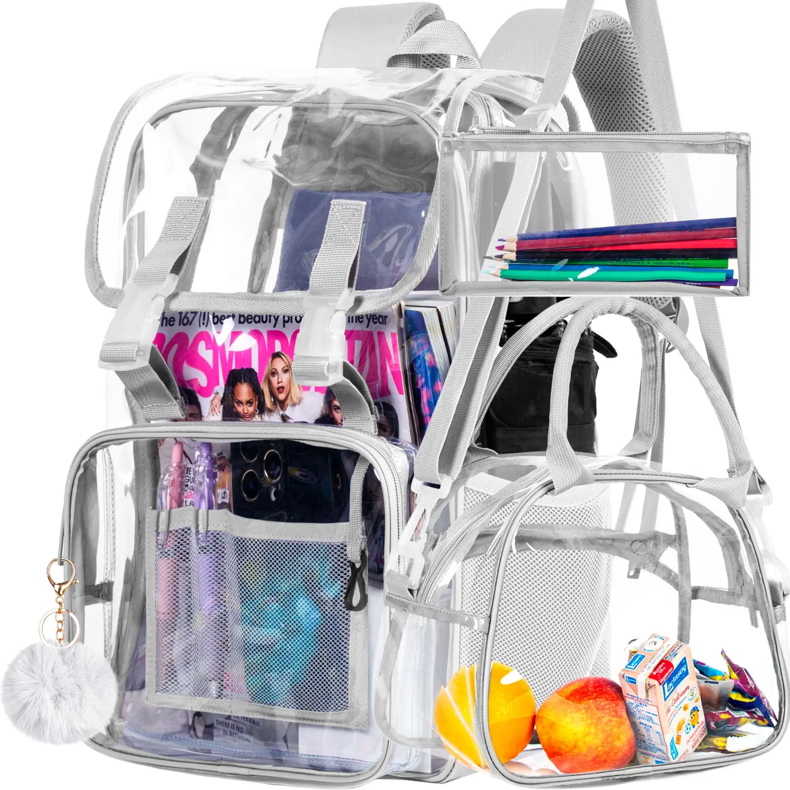 Pardick Clear PVC Backpack With Galaxy Print - 17.7" Heavy Duty Transparent Bag For School, Work, Security Checks - View #5
