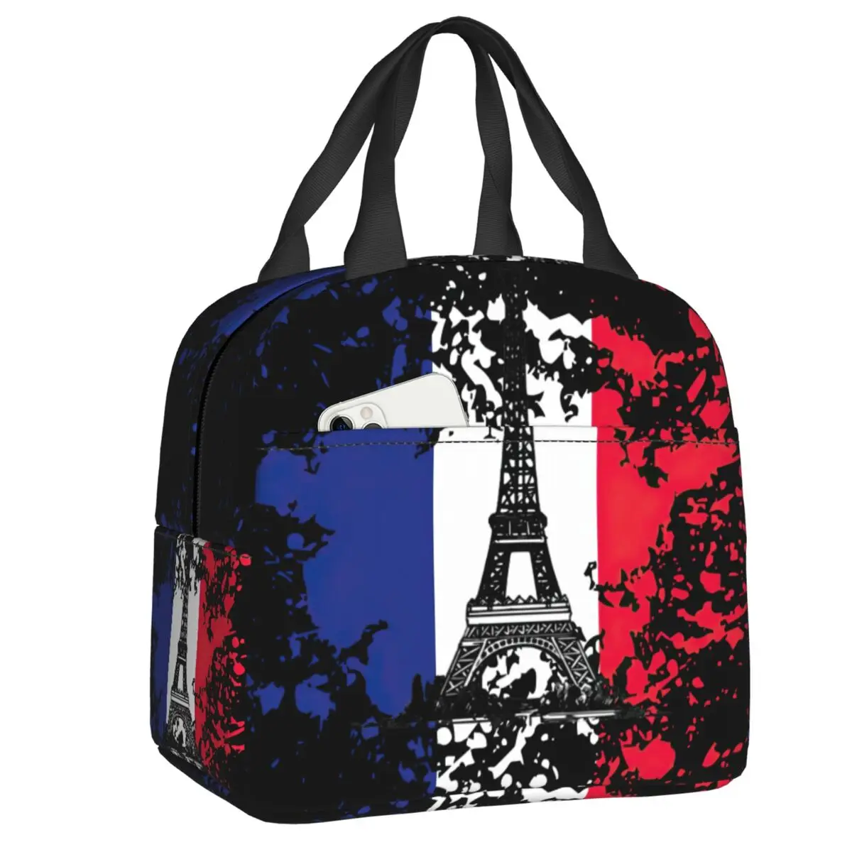 

Eiffel Tower France Flag Insulated Lunch Bags for Women French Pride Resuable Thermal Cooler Food Lunch Box Work School Travel