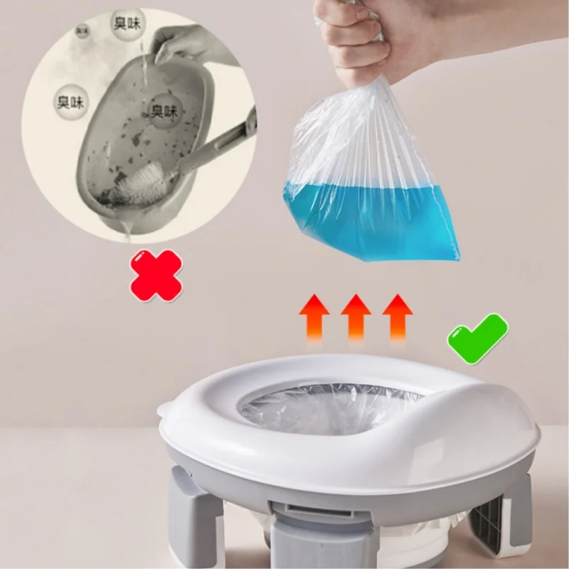 3 in 1 Travel Toilet Seat Foldable Children Potty with Bags Baby Pot Portable Silicone Baby Potty Training Toilet Seat for Kids 5