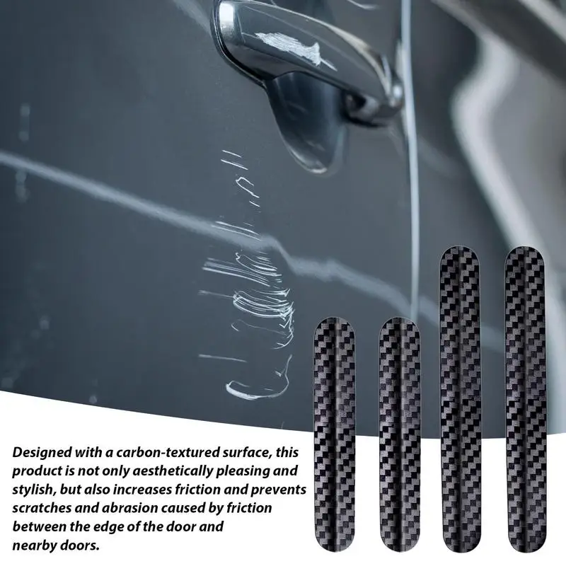 

Car Side Door Guards 4pcs Car Door Anti-collision Strips Carbon Fiber Texture High Hardness PC Engineering Plastic Car Door