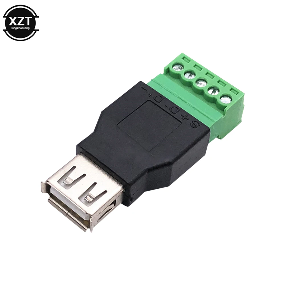 1Pc USB 2.0 Type A Male/Female to 5 Pin Screw Connector USB Jack with Shield USB2.0 to Screw Terminal Plug