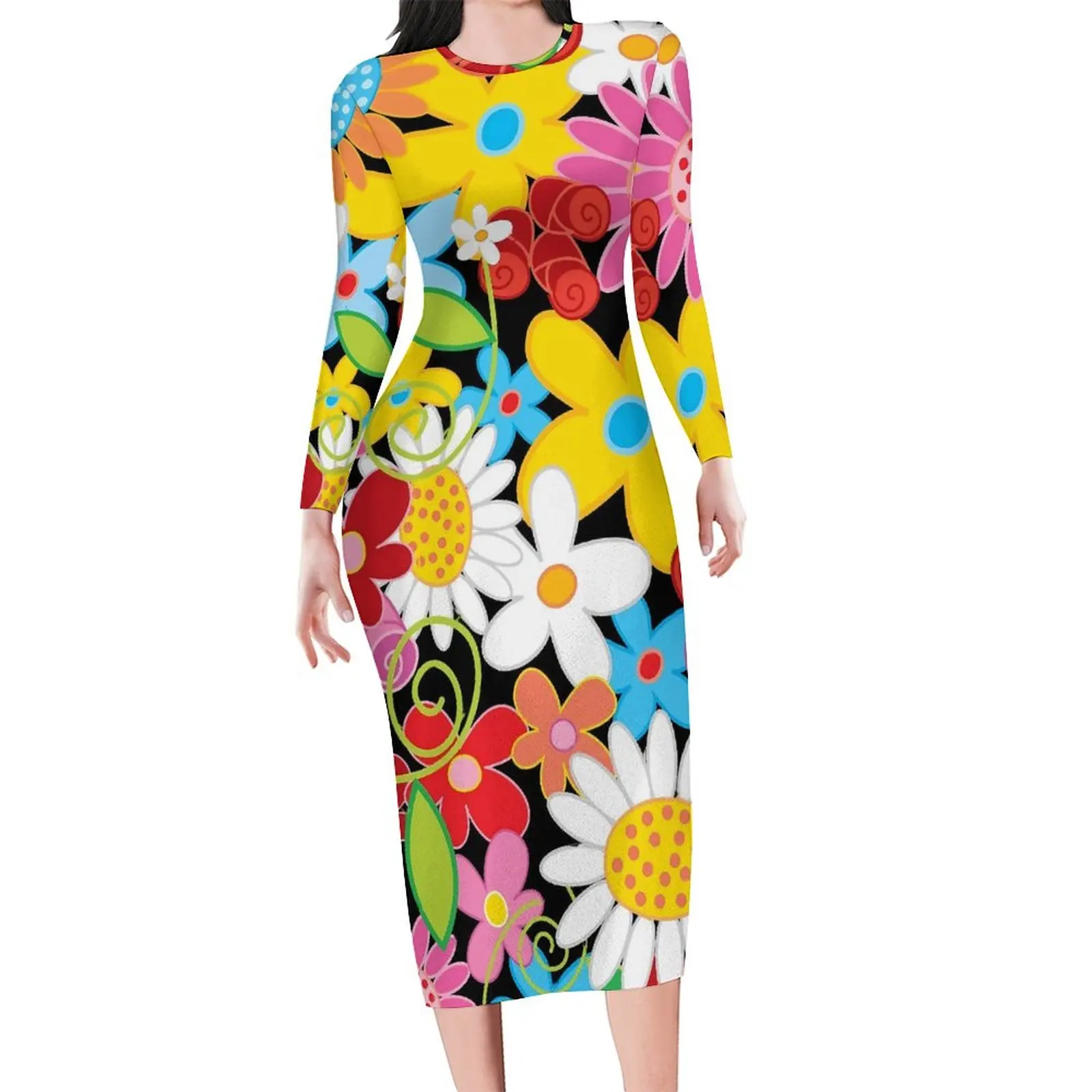 

Женское облегающее платье с длинным рукавом, большие размеры 4XL 5XL