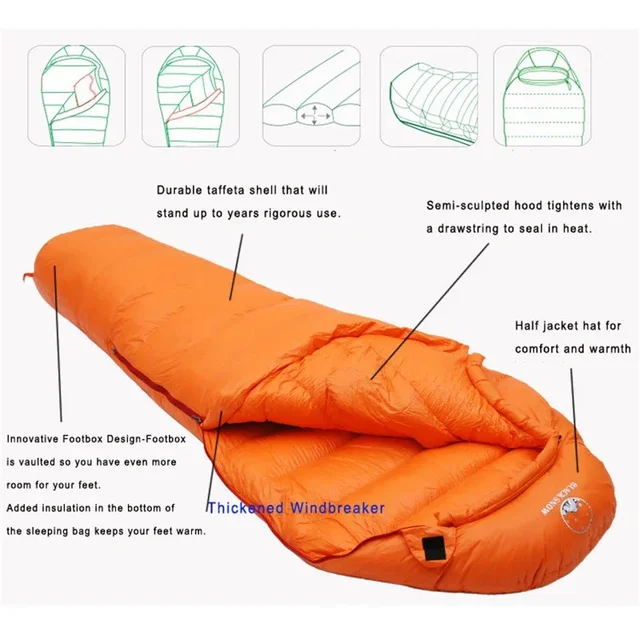 Winter Goose Down Mummy Sleeping Bag 4