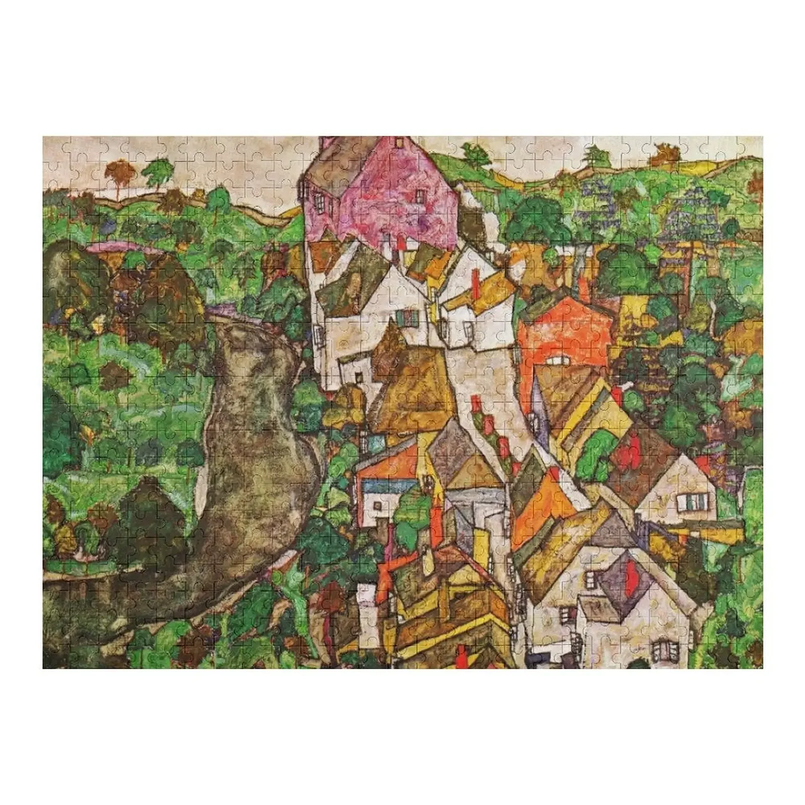 

Egon Schiele - Landscape at Krumau Jigsaw Puzzle Baby Wooden Personalised Custom Gift Custom Kids Toy Puzzle