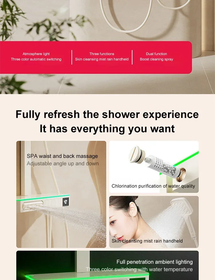 Description Picture 4 of itemMilk White Constant Temperature Digital Display Shower Set Bathroom Removed Chlorine Atmosphere Lamp Shower System Faucet Set