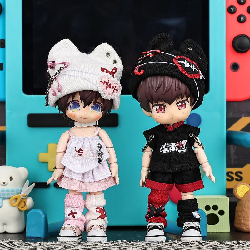 Ob11 Clothes Heart Beat Series Set Trendy T-shirts Shorts Cool Hats For Molly 1/12BJD GSC YMY P9 Body UF Doll Accessories 4
